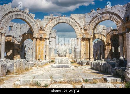 Syria.  Church of Saint Simeon Stylites, Qalaat Semaan, October 1974. Stock Photo