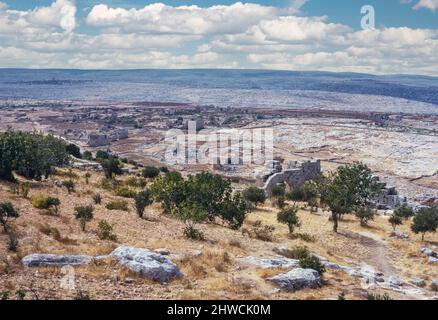 Syria.  Countryside View from Church of Saint Simeon Stylites, Qalaat Semaan, October 1974. Stock Photo