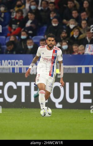 EMERSON of Lyon during the French championship Ligue 1 football match between Olympique Lyonnais (Lyon) and LOSC Lille on February 27, 2022 at Groupama stadium in Decines-Charpieu near Lyon, France - Photo Romain Biard / Isports / DPPI Stock Photo