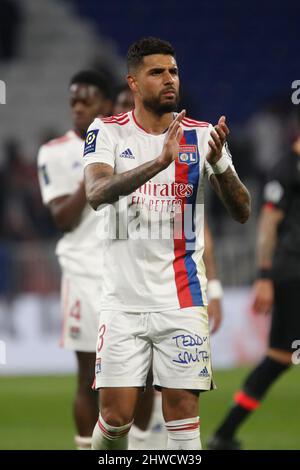 EMERSON of Lyon during the French championship Ligue 1 football match between Olympique Lyonnais (Lyon) and LOSC Lille on February 27, 2022 at Groupama stadium in Decines-Charpieu near Lyon, France - Photo Romain Biard / Isports / DPPI Stock Photo