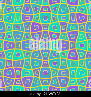 Retro Cartoon 70s with distorted checkered seamless pattern background Stock Vector