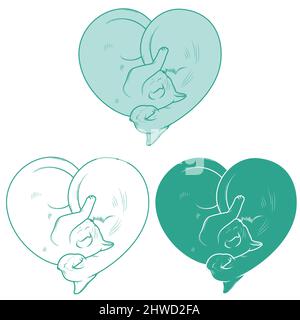 Heart shaped cats vector design, heart shaped pet Stock Vector