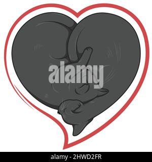 Heart shaped cats vector design, heart shaped pet Stock Vector