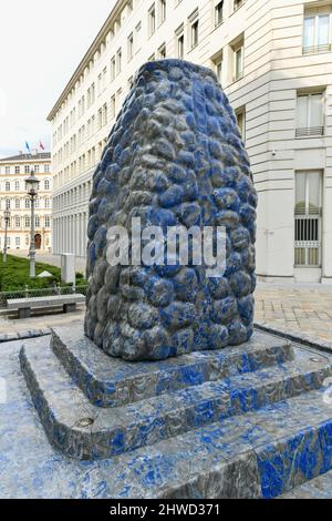 Vienna, Austria - Jul 18, 2021: Lapis Lazuli Blue Fountain Landmark Vienna in Wien, Austria. Stock Photo