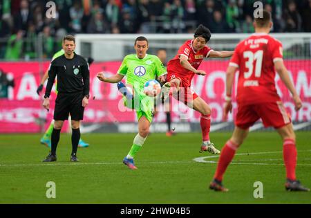 Wolfsburg, Germany, March 5, 2022: Max Kruse of VfL Wolfsburg during Wolfsburg vs Union Berlin, Bundesliga, at Volkswagen Arena. Kim Price/CSM. Stock Photo