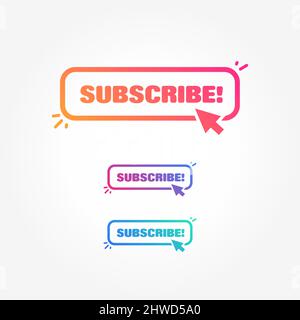 Subscribe Button with Cursor Label Set Stock Vector