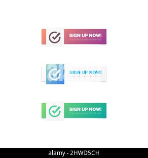Sign Up Now Modern Web Buttons Stock Vector