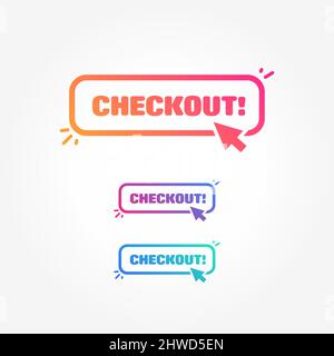 Checkout Button with Cursor Label Set Stock Vector
