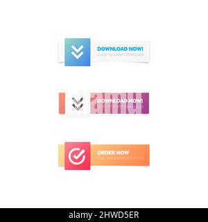 Download Now & Order Now Modern Web Buttons Stock Vector