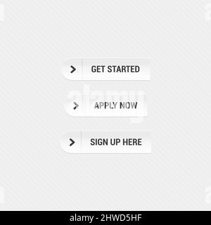 Get Started, Apply Now & Sign Up Here Buttons Stock Vector