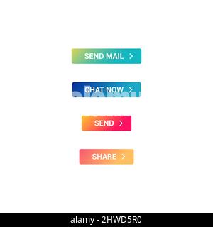 Send Mail, Chat Now, Send & Share Web Button Set Stock Vector