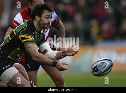 Gloucester, United Kingdom. 05th Mar, 2022. Premiership Rugby. Gloucester Rugby V Northampton Saints. Kingsholm Stadium. Gloucester. Tom Collins (Northampton Saints) during the Gloucester Rugby V Northampton Saints Gallagher Premiership rugby match. Credit: Sport In Pictures/Alamy Live News Stock Photo