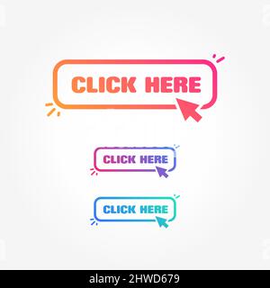 Click Here Button with Cursor Label Set Stock Vector