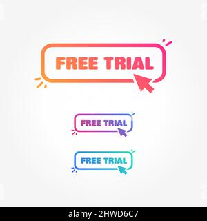 Free Trial Button with Cursor Label Set Stock Vector