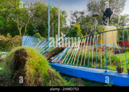Blurred image of Super cyclone Amphan uprooted tree and the force broke ...