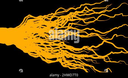 Raising Roots Animation Animation of growing roots on black background. Animation. Slowly ...