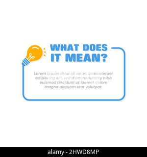 What Does It Mean Banner Frame Template with Bulb Icon Stock Vector