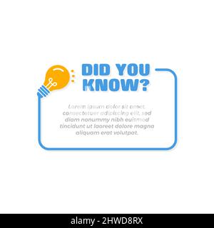 Did You Know Banner Frame Template with Bulb Icon Stock Vector