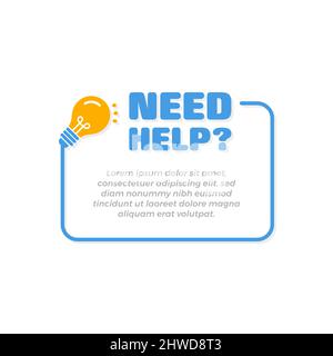 Need Help Banner Frame Template with Bulb Icon Stock Vector