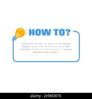 How To Banner Frame Template with Bulb Icon Stock Vector