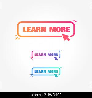 Learn More Button with Cursor Label Set Stock Vector