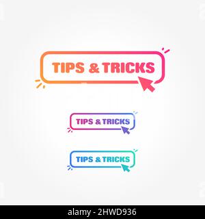 Tips & Tricks Button with Cursor Label Set Stock Vector