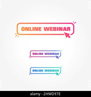 Online Webinar Button with Cursor Label Set Stock Vector