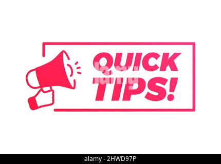 Quick Tips Megaphone Marketing Advert Label Stock Vector