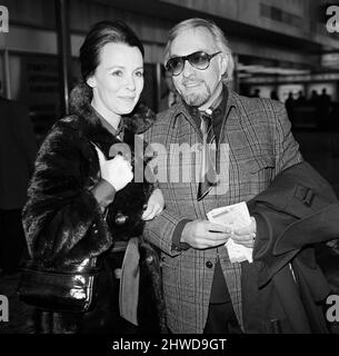 Claire Bloom and her husband Hillard Elkins leave Heathrow Airport for Istanbul. They are off on the first leg of an around the world tour.  16th February 1970. Stock Photo
