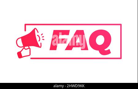 Frequently Asked Questions FAQ Megaphone Marketing Advert Label Stock Vector