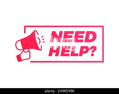 Need Help Megaphone Marketing Advert Label Stock Vector