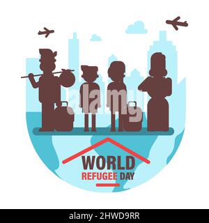 World Refugee Day 20th June, war crisis people family transportation on ...