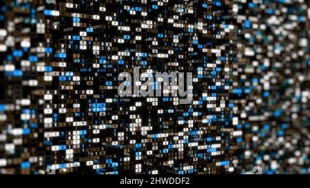 Background of many numbers. Animation. Coding of digital space with ...