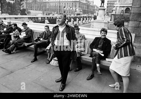 Leo Abse pictured wearing his budget day suit made of Welsh tweed. 15th April 1969. Stock Photo