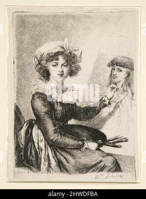 Louise-Elisabeth Vigée-Lebrun, (Mlle Lebrun) after, and in reverse to, the self-portrait of 1790 in the Uffizzi.  Artist: Dominique Vivant Denon, French, 1747–1825 Stock Photo