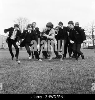 16 year old actor Jack Wild who played the role of the Artful Dodger in the 1968 Lionel Bart musical film Oliver! Pictured visiting his schoolmates at the Barbara Speake Drama School, East Acton, London. 27th March 1969. Stock Photo