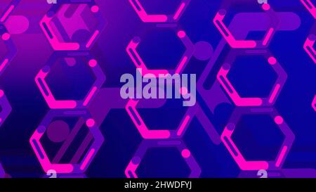 Blue and pink background of hexagons in rotating motion, seamless loop. Motion. Beautiful spinning field of colorful hexagon silhouettes Stock Photo