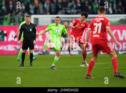 Wolfsburg, Germany, March 5, 2022: Max Kruse of VfL Wolfsburg during Wolfsburg vs Union Berlin, Bundesliga, at Volkswagen Arena. Kim Price/CSM. Stock Photo