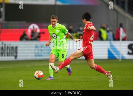 Wolfsburg, Germany, March 5, 2022: Max Kruse of VfL Wolfsburg during Wolfsburg vs Union Berlin, Bundesliga, at Volkswagen Arena. Kim Price/CSM. Stock Photo