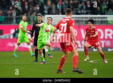 Wolfsburg, Germany, March 5, 2022: Max Kruse of VfL Wolfsburg during Wolfsburg vs Union Berlin, Bundesliga, at Volkswagen Arena. Kim Price/CSM. Stock Photo