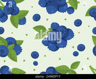 Seamless pattern with blueberries and leaves Stock Vector
