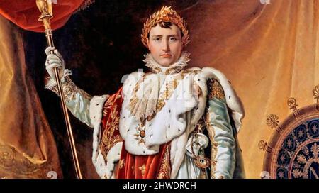 NAPOLEON BONAPARTE  (1769-1821) French military and political leader in his Coronation robes in i805 painted by François Gerard Stock Photo