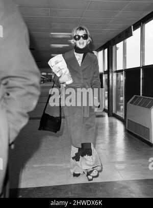 Goldie Hawn, American actress pictured at London Heathrow Airport, Monday 2nd February 1970. Goldie is heading back to New York, she was in the UK to attend a film premiere (Marooned). Stock Photo