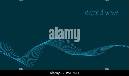 Simple abstract dotted wave on sherpa blue background. Minimal vector graphic pattern Stock Vector