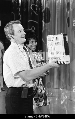 Rowan & Martin's Laugh-In, an American sketch comedy television program on the NBC television network, behind the scenes filming for series 2 episode 22, (aired Monday 3rd March 1969), in studio, Wednesday 15th January 1969. Our picture shows ... Chelsea Brown, American actress and series regular. Stock Photo