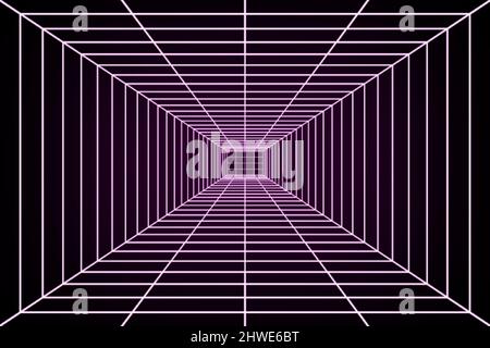 Full frame purple 3D grid in the 80s futuristic style. Stock Photo