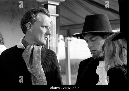 Rolling Stones: Filming Ned Kelly in Australia. Mick Jagger. Tony Richardson and Mick Jagger. July 1969 Stock Photo