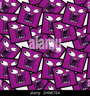Kids seamless cute monster alien pattern for fabrics and packaging and gifts and cards and linens and wrapping paper Stock Photo