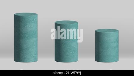 3d basic geometric shapes vector illustration. Blue 3d column.  Stock Vector
