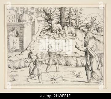 Elijah Mocked by the Children.  Artist: Augustin Hirschvogel, German, 1503–1553 Stock Photo